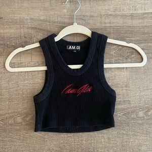 I Am Gia cropped black tank